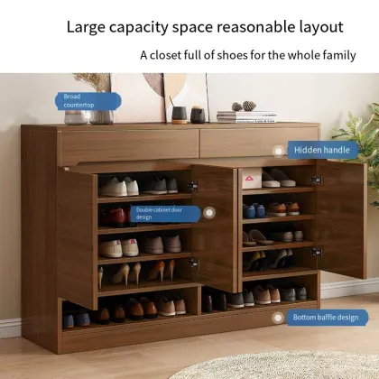 Wood balcony storage cabinet Economical entrance shoe rack