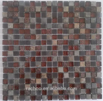 Shinny 15mm BDA series foil crystal glass mix marble mosaic kitchen backsplash bathroom wall tile