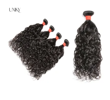 Uniky 10A water wave hair flat weft natural black virgin filipino hair 3 bundles with closures free sample hair bundles