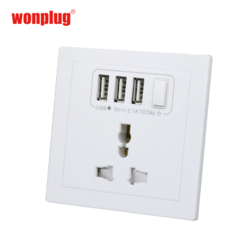 Universal 3USB Wall Switch Socket - Power Home Outlet with USB