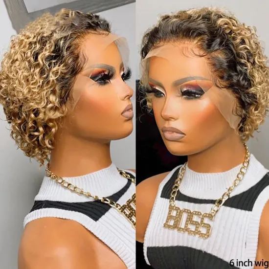 Wholesale Vendor Hair Short Pixie Cut Wig, 13x1 Brazilian Hair Loose Curl Lace Wig, 100% Human Hair Wigs for Women Bob Wig Style