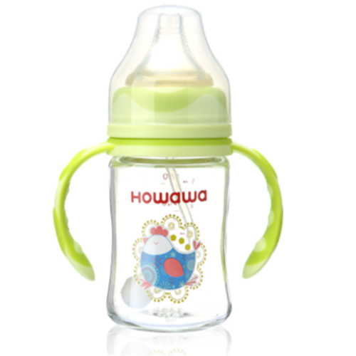 बेबी फीडिंग ग्लास बॉटल हैंडल 240ml के साथ