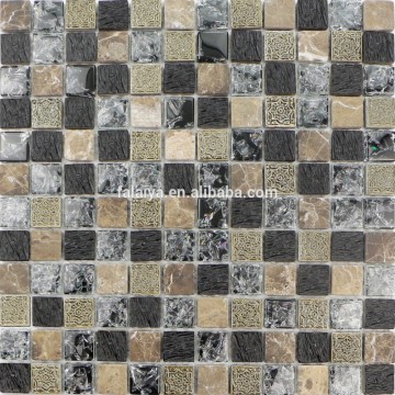 Glass Material Black Color Glass Mosaic with Resin for Wall Decor