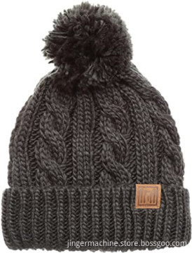 Women ribbed knit satin lined beanie hats
