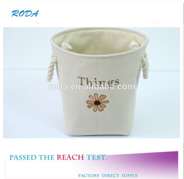 YIWU RODA 100%Cotton and linen embroidery large capacity receive basket