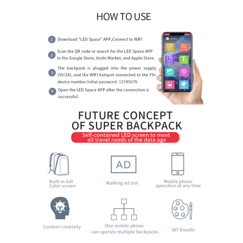 3G  Mobile Outdoor Dynamic Backpack Led Display