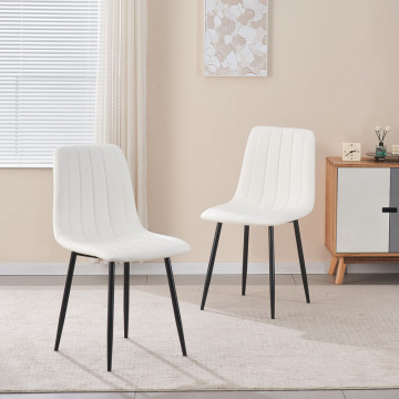 Белае абедзеннае крэсла з ПУ з 4 чорнымі ножкамі