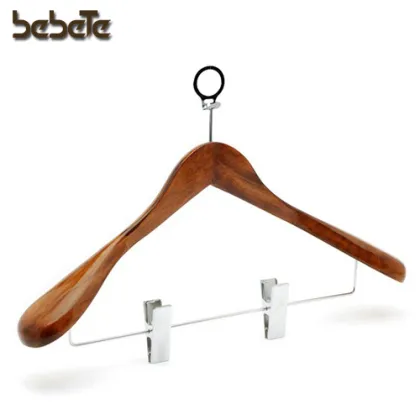 Anti-Theft Wooden Hangers with Metal Circle
