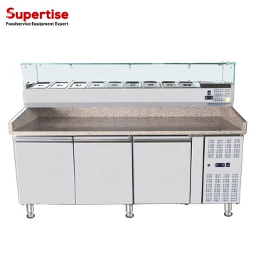 Stainless Steel Granite Pizza Prep Table Refrigerator