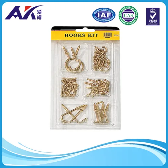 44PCS Assorted Cup Hooks & Square Bend Screw Kit Picture Wall Art Clock Hardware Hanging