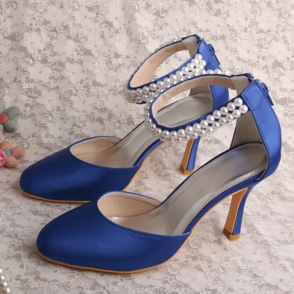 Classic Pearl Wedding Shoes High Heel