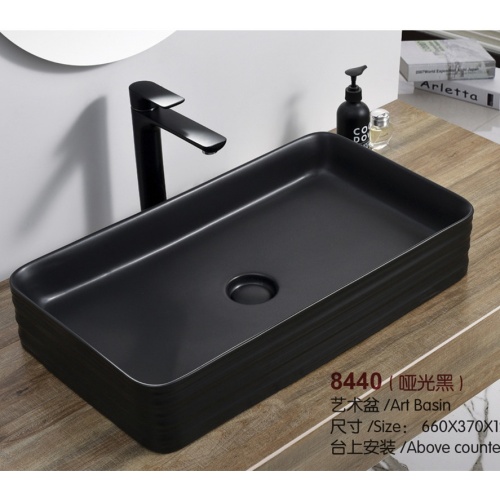 Fregadero de cerámica negro mate rectangular de artículos sanitarios modernos