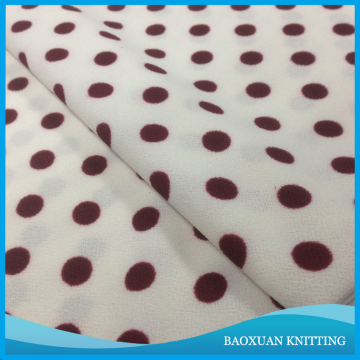 100%Polyester use for dress half light purplish red dots knit single jersey crepe fabric