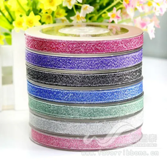 Wholesale color christmas glitter metallic ribbon