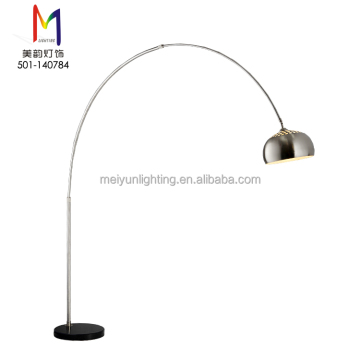 Adjustable Modern Decorative Arc Floor Lamp with Brushed Nickel and Marble Base