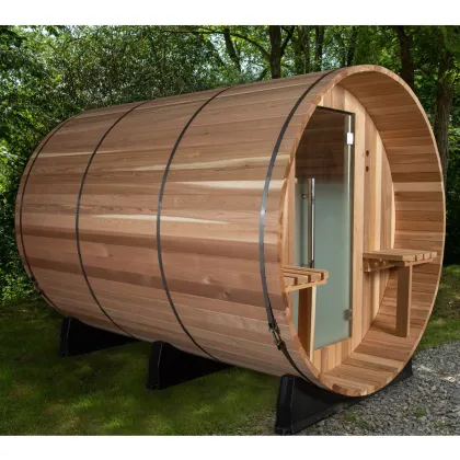 Hot Sale Infrared Wet Steam Outdoor Red Cedar Wood Barrel Steam Sauna