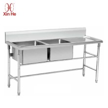 commercial used double bowl sink bench worktable