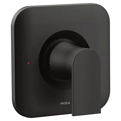Moen Genta LX Matte Black Pressure-Balancing Modern Shower Trim Set: Bathroom Shower Lever Handle with Escutcheon - T2471BL