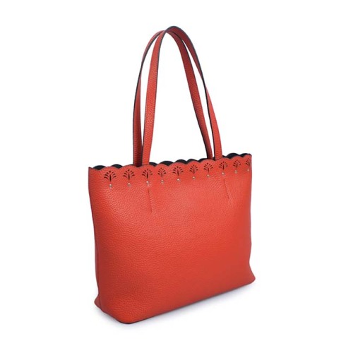 Moda simple cuero de vaca bolso femenino rojo