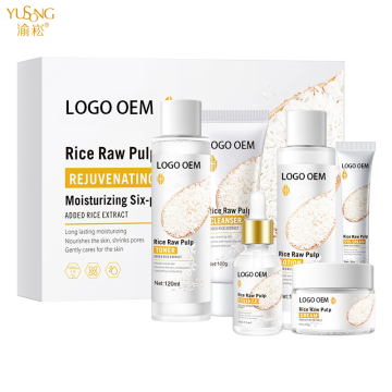 Conjunto de cuidados com a pele do colágeno de arroz natural: hidratar, reabastecer e reparar - conjunto de cuidados com a pele de 6 peças
