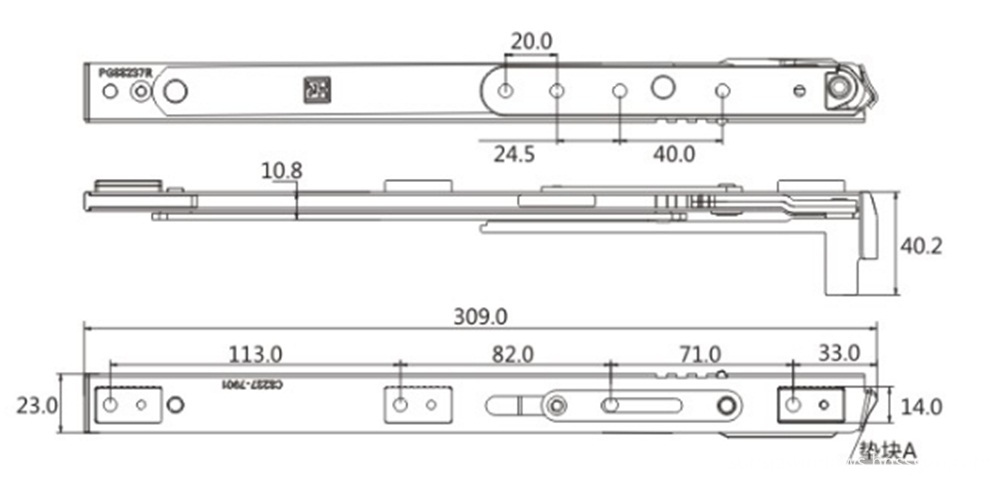 11mm Groove Easy Installed SUS304 Friction Hinge Drawing