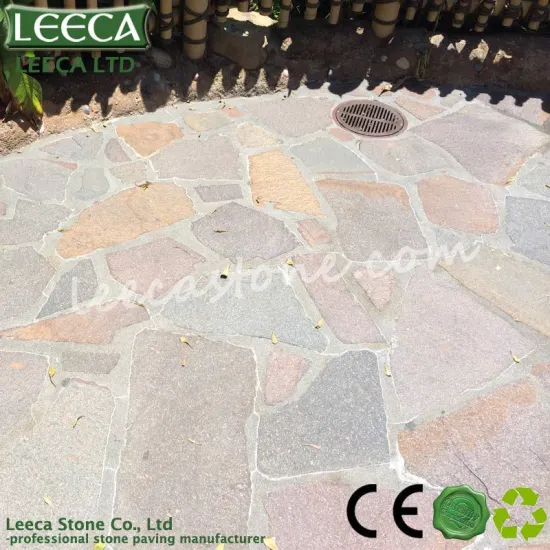Colorful random shape walkway granite stone