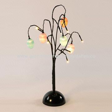 LED battery tree light with coloring eggs