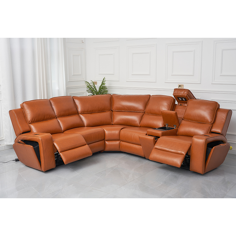 Sala de cuero de cuero de cuero Rincón reclinable set de sofá