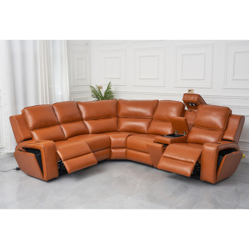 Kulit Tamu Kulit Electric Corner Recliner Sofa Set