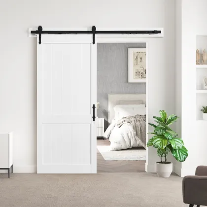 White MDF Sliding Barn Doors for Contemporary Wardrobe Closets
