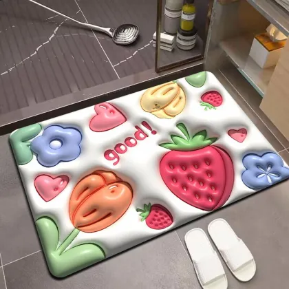 3D Printed Washable Bathroom Rug - Colorful Diatom Mud Mat