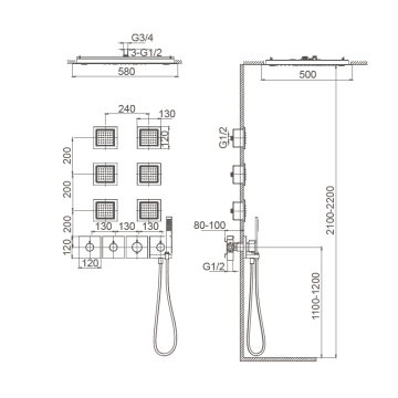 Thermostatic shower set for concealed installation