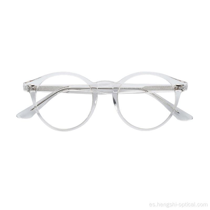 En stock redondear el marco de acetato de gafas ópticas transparentes