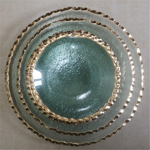 custom round shaped fruit plate glass charger