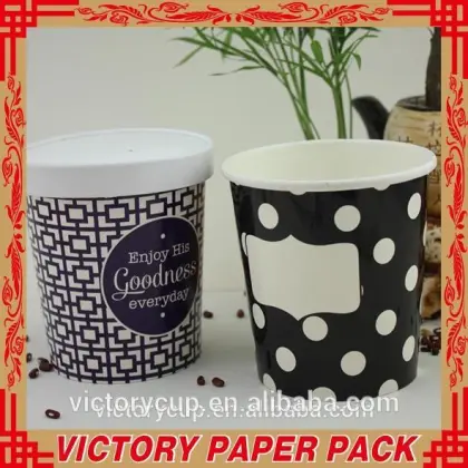 Green paper cups and disposable soup cup