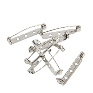 Safe Lock Brooch Pins - Plated Iron Back Bar Safety Pin Badge Holder
