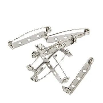 Safe Lock Brooch Pins - Plated Iron Back Bar Safety Pin Badge Holder