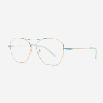 Angular double-bridge Metal Women's Optical Frames