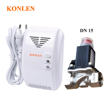 Standalone LPG Natural Gas Detector with Automatic Valve DN15 to Shut Off Pipe for Home Security.