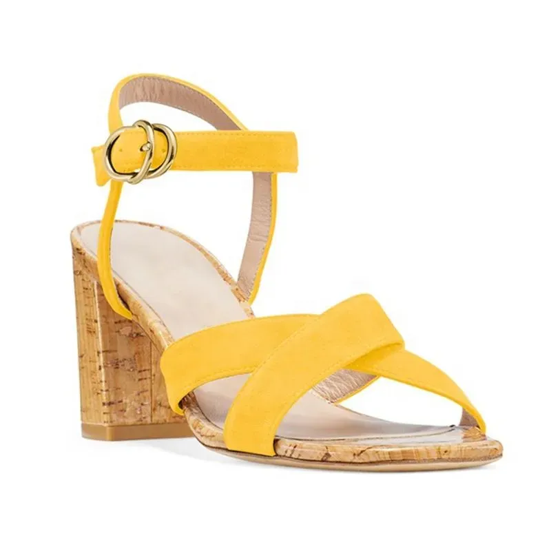 Chunky Heel Sandals with Ankle Strap