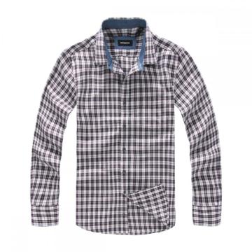 Men's Long Sleeved Light Checkered Pure Cotton Shirt