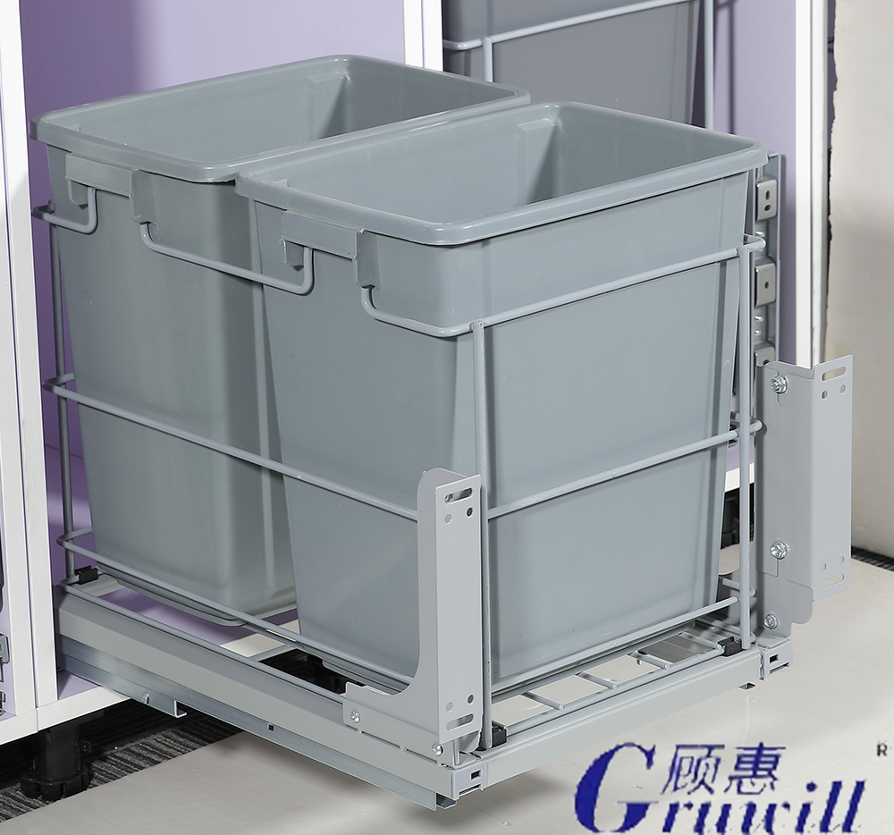 Kitchen built-in pull-out 20L double bucket trash can