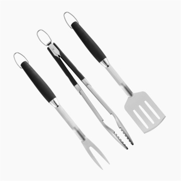 Hochleistungs -Edelstahlgrill -Set mit Spatel, Gabel und Zange für Grill