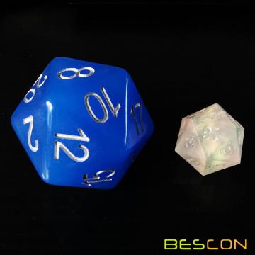 Bescon Jumbo Glowing D20 38MM, большой размер, 20 сторон, кубики, синий свечение в темноте, большой 20 граней, куб 1,5 дюйма