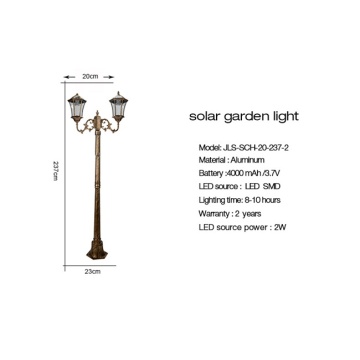 High luminous solar yard lights two head