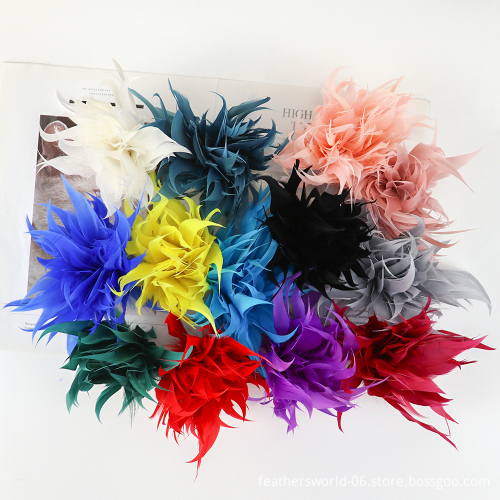 Vintage Floral Goose Feather Brooch: A Luxurious Women's Accessory for Hats, Hair, and Lapels