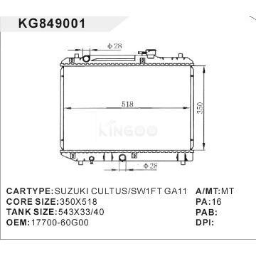 auto radiator car:SUZUKI CULTUS/SW1FT GA11 OEM:17700-60G00
