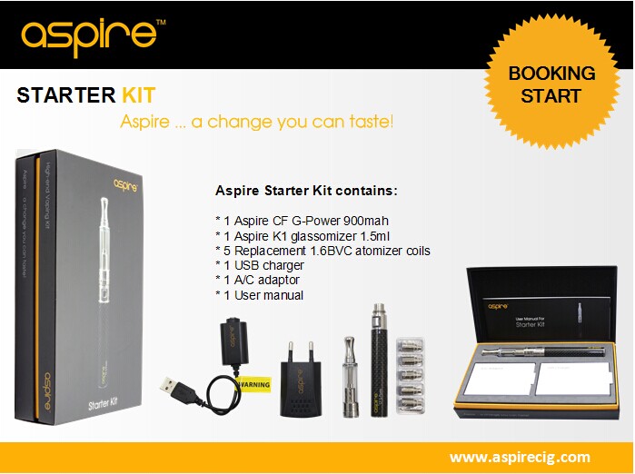 2014 August Eigate E Cig Kit Aspire Starter Kit E Cig Batterie