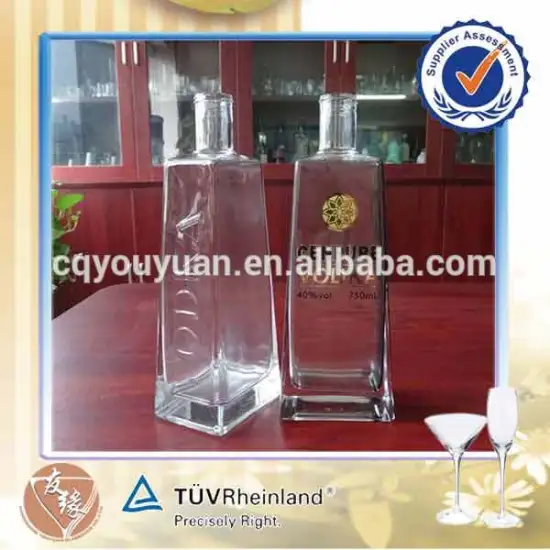 Liquor packaging fine white glass custom black color vodka unique 0.75 liter glass bottle