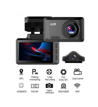 4K Dual Car Cam: Dash Camera with 170° HD and Rear View